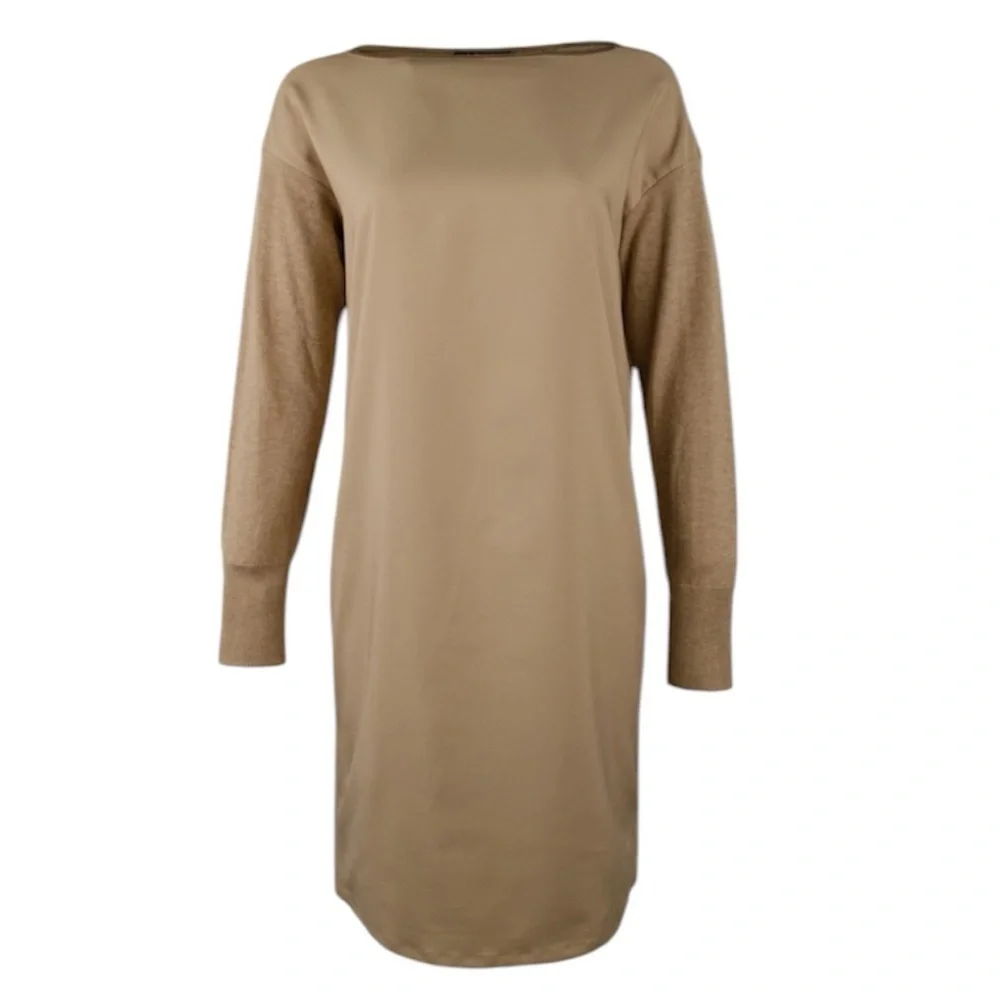 Ralph Lauren LRL Farheen Twill Front Sweater Dress in Hayfield Size Small - Picture 1 of 13
